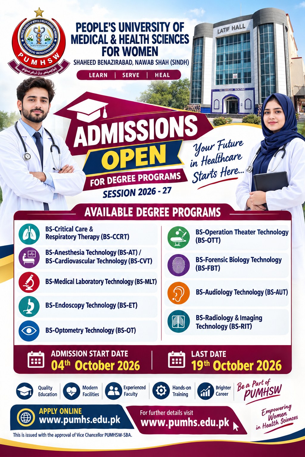 Admissions for BS Degree Programs (Technologist), Session 2026-27